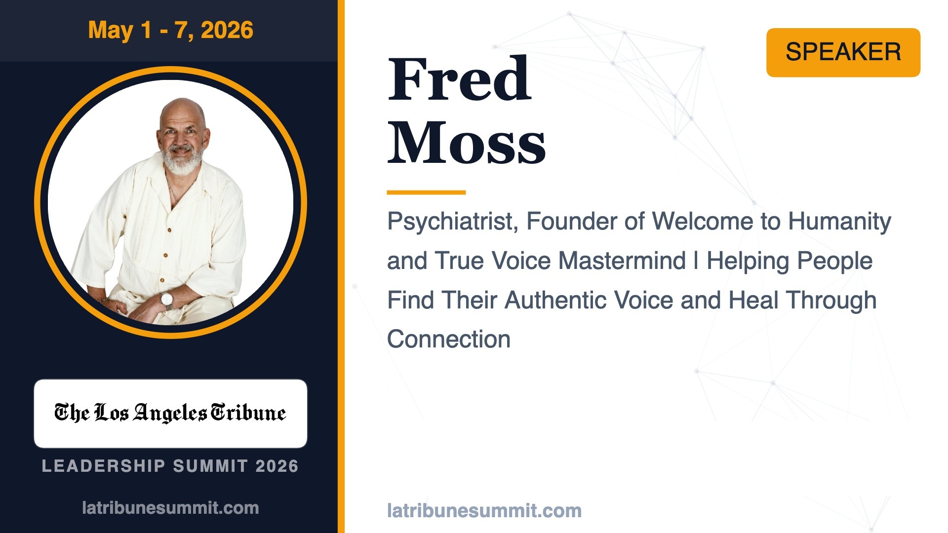 Dr. Fred Moss, Featured Speaker, LA Tribune Leadership Summit 2026